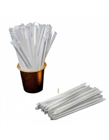 Canudo de Papel Branco com Sachê 6mm