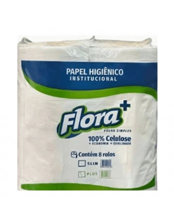 Papel Higiênico Rolão 8x150m Slim Folha Simples 100% Celulose - FLORA