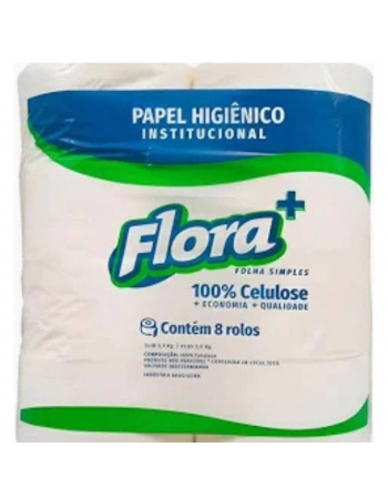 Papel Higiênico Rolão 8x180m Plus 100% Celulose - FLORA
