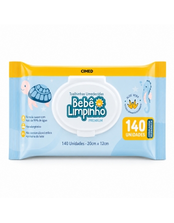 TOALHINHAS UMEDECIDAS PREMIUM 20X12CM C/140 - BEBE LIMPINHO - CIMED