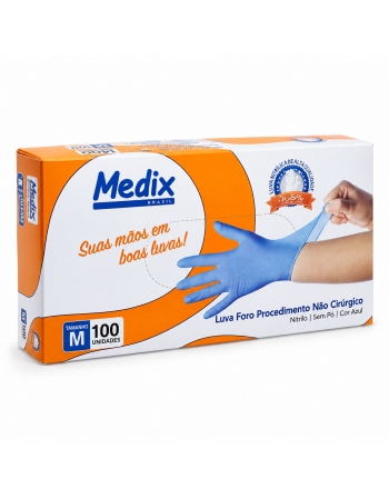 LUVA NITRILICA AZUL M - MEDIX