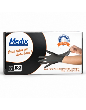LUVA NITRILICA PRETA G - MEDIX