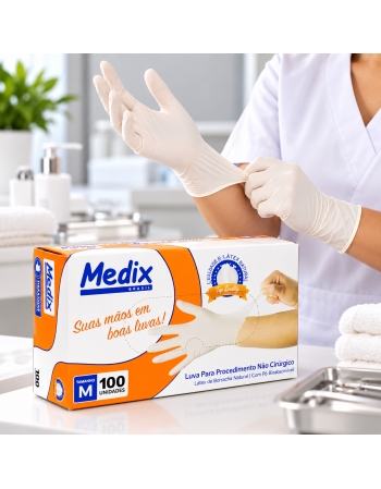 LUVA LATEX C/TALCO M - MEDIX