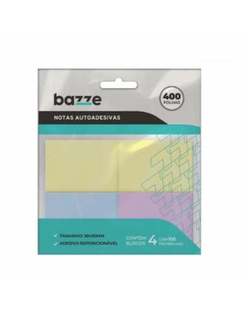 BLOCO ADESIVO 38X50 CORES C/4 - BAZZE